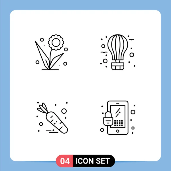 Creative Icons Modern Signs Symbols Flora Journey Nature Balloon Food — Stock Vector