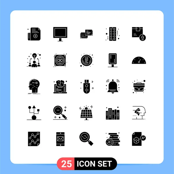 25用户接口现代标志和符号 药学编辑矢量设计元素的固态包装 — 图库矢量图片