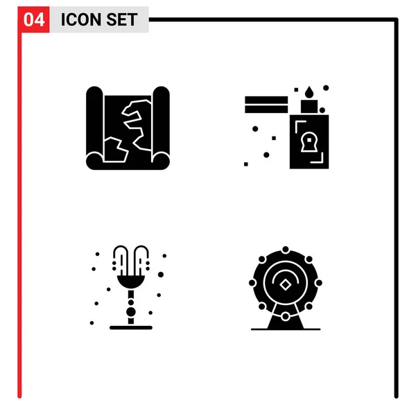 Universal Icon Symbols Grupo Glifos Sólidos Modernos Ubicación Parque Punto — Vector de stock