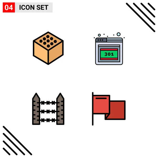 Universal Icon Symbols Group Modern Filledline Flat Colors Cube Wire — Vetor de Stock