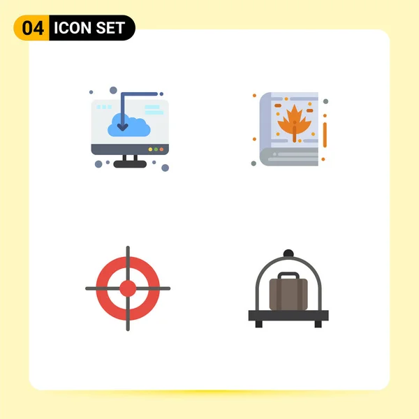 User Interface Pack Mit Einfachen Flachen Icons Aus Cloud Business — Stockvektor