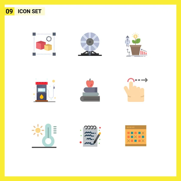 Pictogram Set Simple Flat Colors Fuel Gas Motion Fuel Money — стоковый вектор