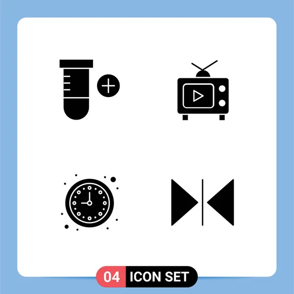 Modern Set Solid Glyphs Pictograph Add Time Video Flip Editable — 스톡 벡터