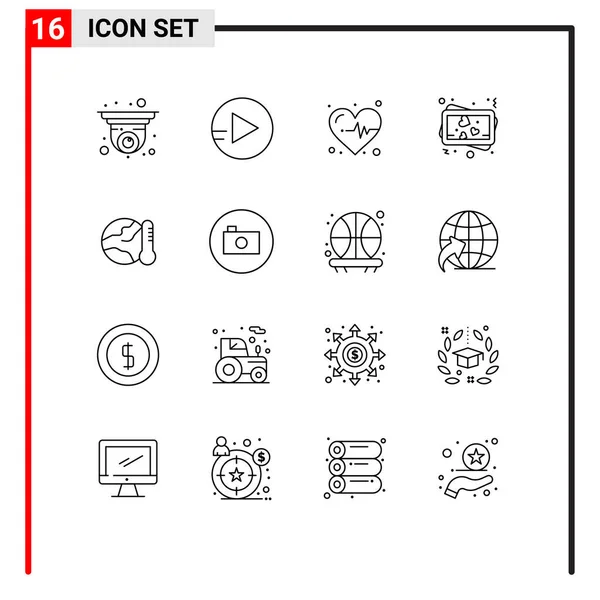 16现代标志和相机符号 可编辑的矢量设计元素用户界面概述包 — 图库矢量图片