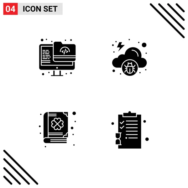 Stock Vector Icon Pack Line Signs Symbols Archive Clover Screen — 스톡 벡터
