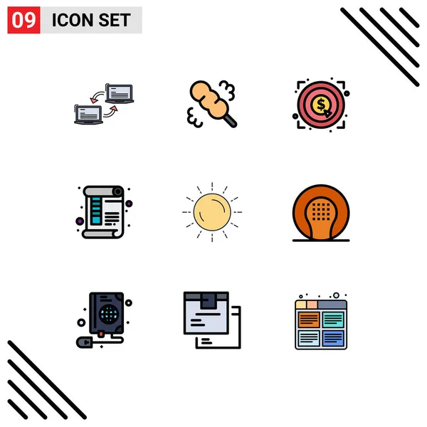 Iconos Creativos Signos Símbolos Modernos Sol Impresión Marketing Papel Documento — Vector de stock