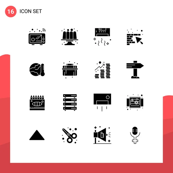 Universal Solid Glyph Signs Symbole Für Erde Werkzeug Luft Konstruktion — Stockvektor