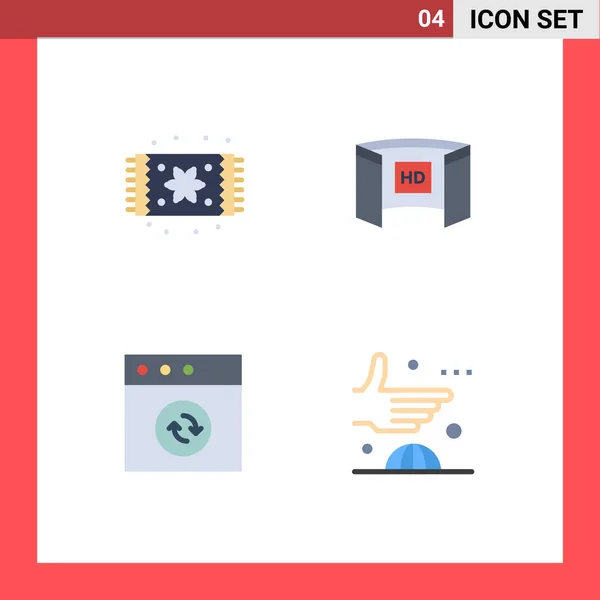 Universal Icon Symbols Grupo Iconos Planos Modernos Alfombra Aplicación Hogar — Vector de stock