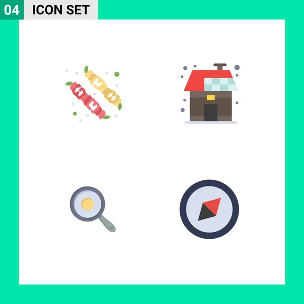 Interface Utilisateur Icône Plate Pack Signes Symboles Modernes Camping Friture — Image vectorielle