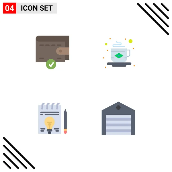 Icone Piatte Vettoriali Tematiche Simboli Modificabili Completo Lampadina Colazione Bandiera — Vettoriale Stock
