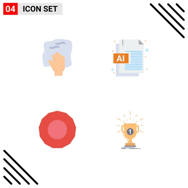 Set Vector Flat Icons Grid Cleaning Bonus Rub Document Cup — Vector de stock