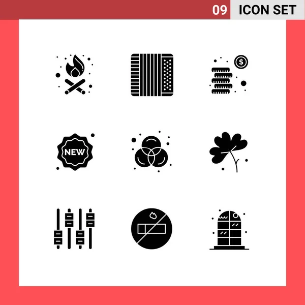 Group Modern Solid Glyphs Set Rgb Colors Coins Shopping Label — Stock Vector