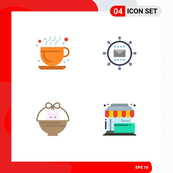 Flat Icon Concepto Para Websites Mobile Apps Café Carrito Motor — Archivo Imágenes Vectoriales