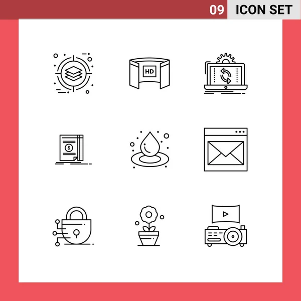 User Interface Outline Pack Modern Signs Symbols Novel Cash Book — Stock Vector