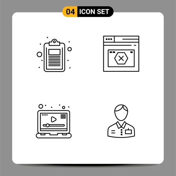 Creative Icons Modern Signs Sysymbols Check Error List Page Player — Vector de stock