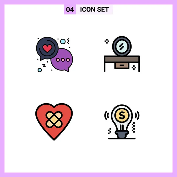 Creative Icons Modern Jelek Szimbólumok Chat Tükör Asztal Szerelem Szépség — Stock Vector