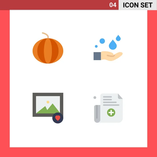 Modern Set Flat Icons Pictograph Fruit Form Hand Favorite Register — Stock Vector
