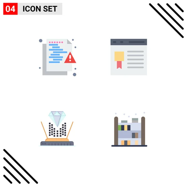 Conjunto Moderno Iconos Planos Símbolos Como Archivo Sitio Web Protección — Vector de stock
