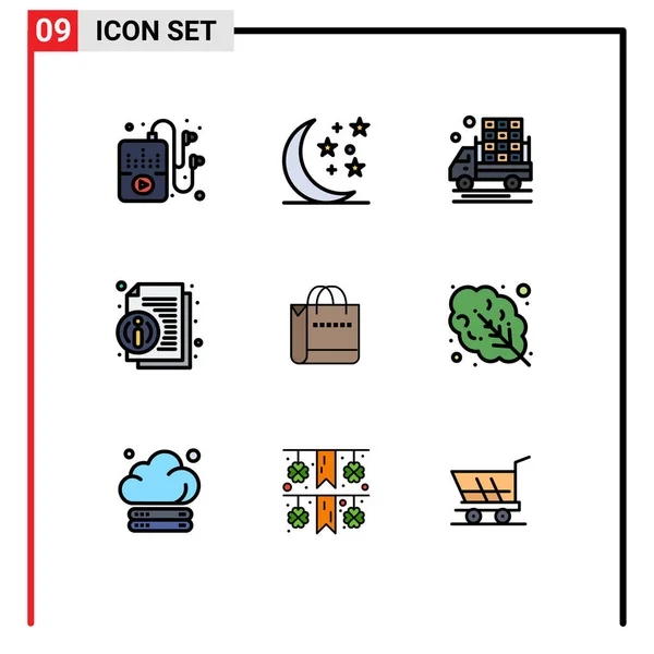 Set Modern Icons Symbols Signs Shop Handbag Farming Bag Information — Stock Vector