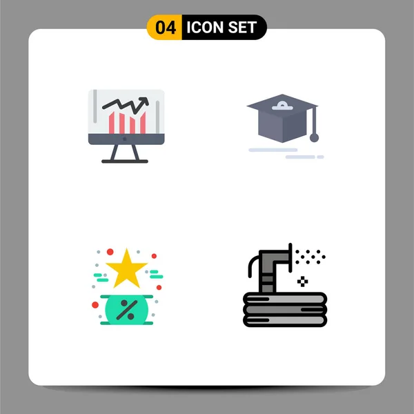 Modern Set Flat Icons Symbols Business Favorite Kpi Education Editable — Stock Vector