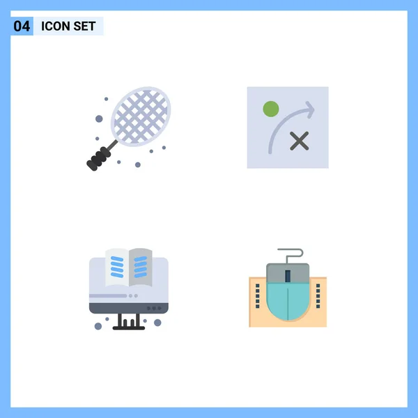 Set Commercial Flat Icons Pack Ball Mouse Tennis Online Hardware — Vector de stock