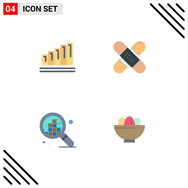 Modern Set Flat Icons Pictograph Analytics Tape Business Healthcare Grid — Stock Vector