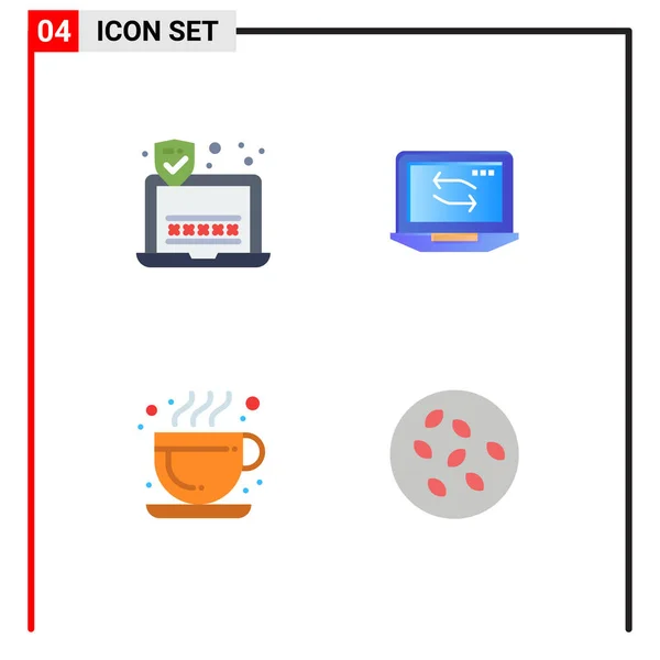 Stock Vector Icon Pack Line Signs Symbols Password Hot Coffee — 스톡 벡터