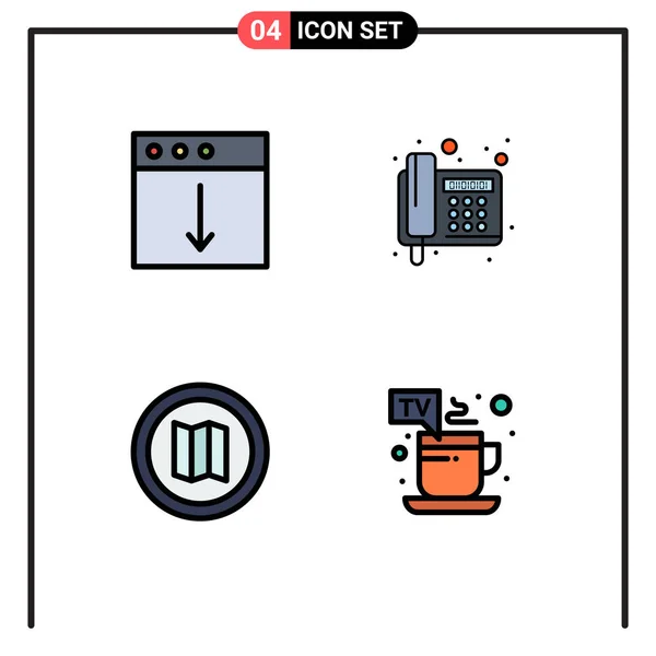 Interface Utilisateur Paquet Couleurs Plates Filledline Base Application Emplacement Mac — Image vectorielle