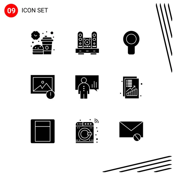 Group Solid Glyphs Signs Symbols Analytics Image Living Alert Air — Stock Vector