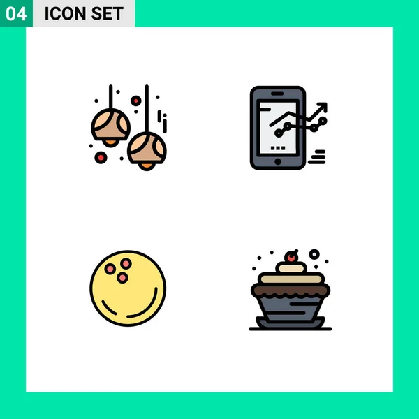 Vector Icon Pack Line Signs Symbols Bulb Stat Lamps Graph — 스톡 벡터