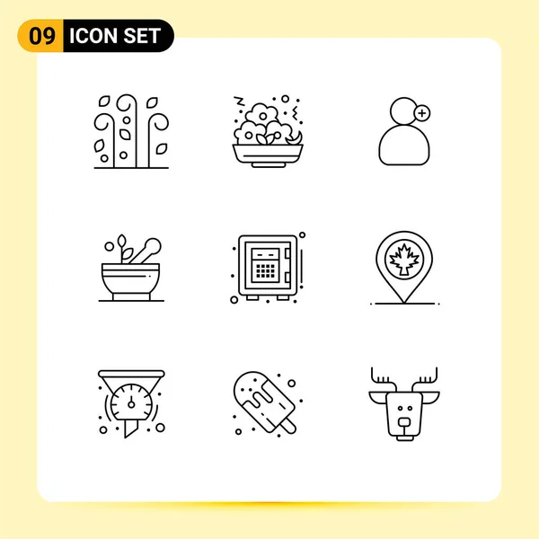 Vector Icon Pack Line Signs Symbols Money Hospital Man Soup — 스톡 벡터