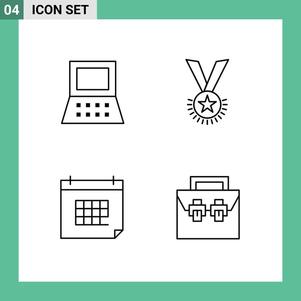 4创意图标笔记本电脑的现代标志和符号 可编辑向量设计元素 — 图库矢量图片