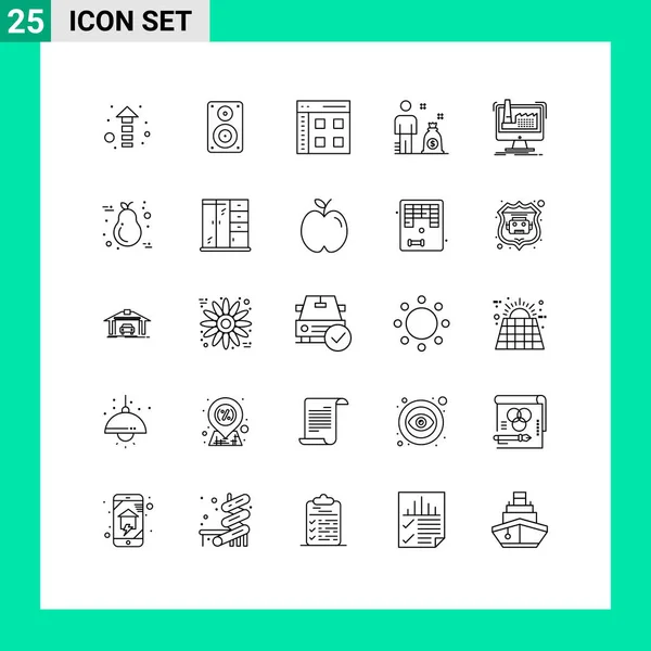 User Interface Line Pack Modern Signs Symbols Factory Investor App — Stock Vector