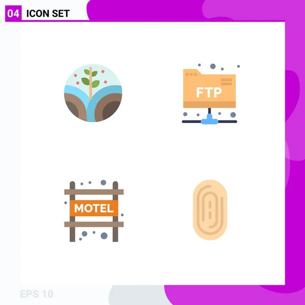 Modern Set Flat Icons Pictograph Environment Biometric Account Accommodation Touch — Stock Vector