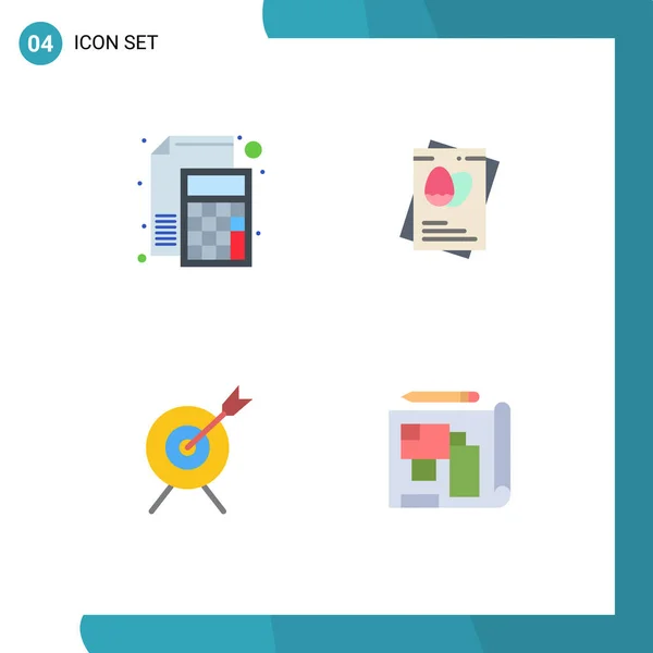 Pictograma Conjunto Simples Ícones Planos Contabilidade Alvo Matemática Ovo Objetivo — Vetor de Stock