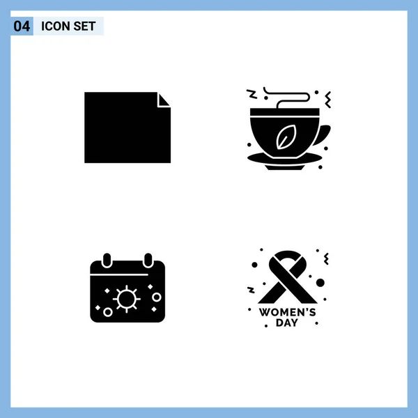 Universal Solid Glyph Signs Symbols Document Date Tea Food Cancer — Stock Vector