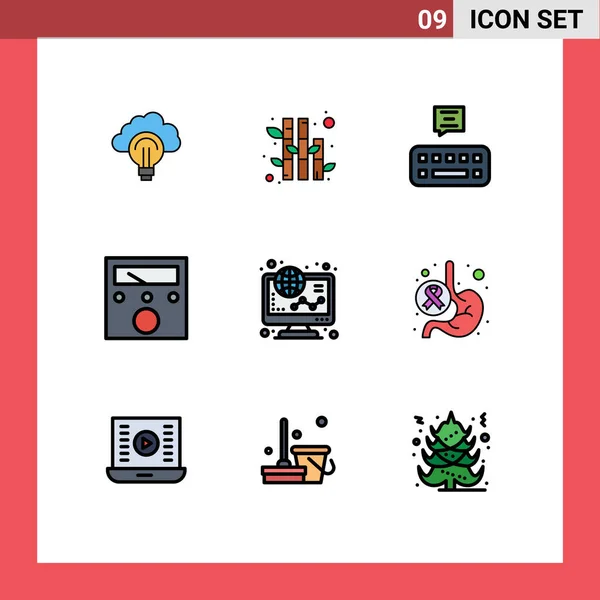 9クリエイティブアイコンオンライン キーボード Eコマース メーターの現代的な記号とシンボル編集可能なベクトルデザイン要素 — ストックベクタ