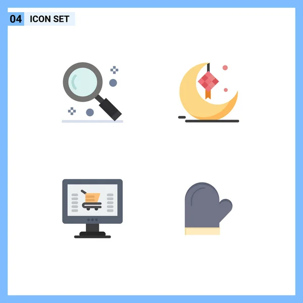 Set Modern Icons Sysymbols Signs Interface Eid Search Cresent Computer — Vector de stock