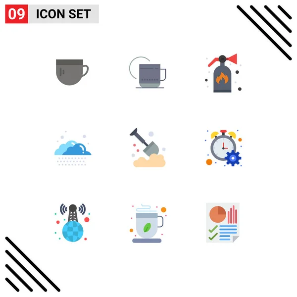 Universal Icon Symbols Group Modern Flat Colors Spade Farm Hasicí — Stockový vektor