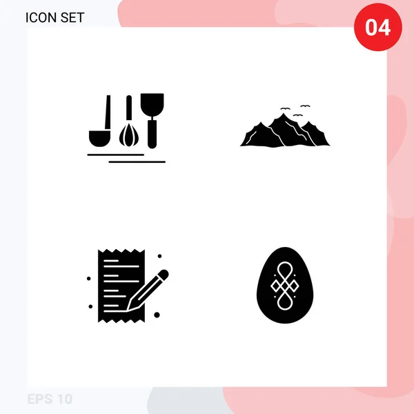 Thematic Vector Solid Glyphs Editable Symbols Cutlery Ecommerce Travel Hill — 스톡 벡터