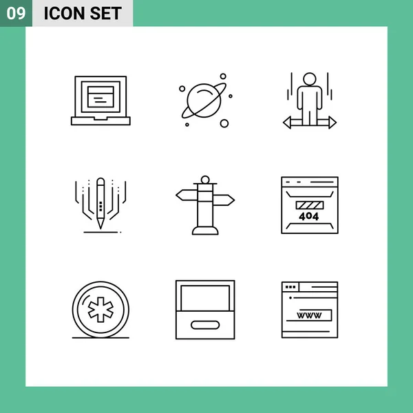 Universal Icon Symbols Group Modern Outlines Street Navigation Arrow Education — Διανυσματικό Αρχείο