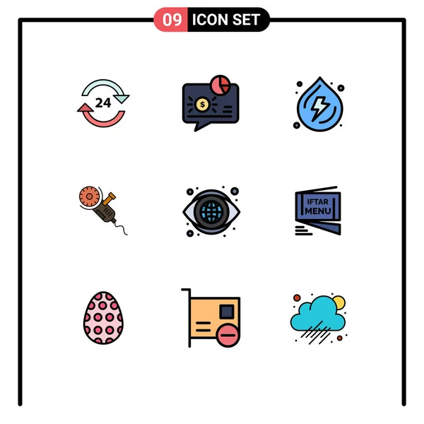 Vector Stock Icon Pack Líneas Señales Símbolos Para Potencia Sierra — Vector de stock