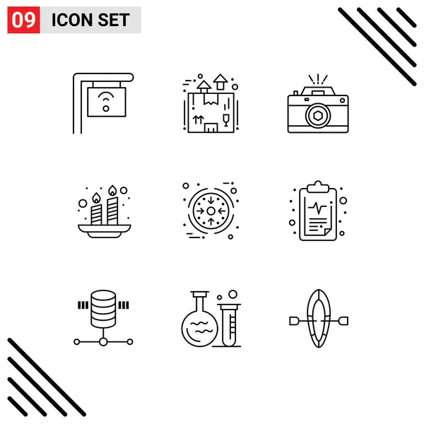 Stock Vector Icon Pack Mit Zeilenzeichen Und Symbolen Für Unternehmen — Stockvektor