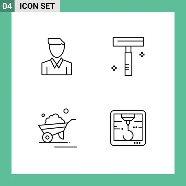 Set Von Modernen Symbolen Symbole Zeichen Für Konto Schubkarre Person — Stockvektor