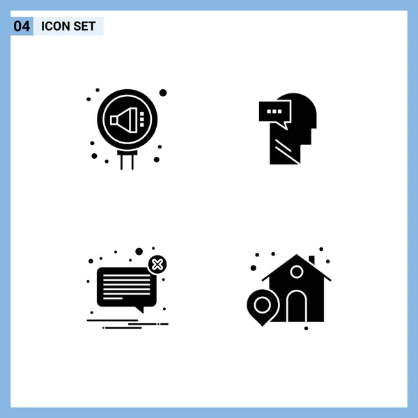 Conjunto Icones Modernos Símbolos Sinais Para Gestão Alerta Relação Diálogo — Vetor de Stock
