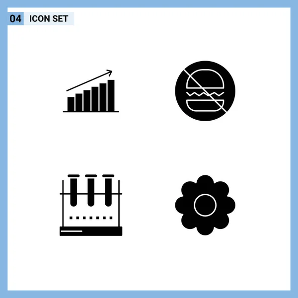 Pacote Interface Usuário Glifos Sólidos Básicos Análise Alimentos Negócios Estatísticas — Vetor de Stock