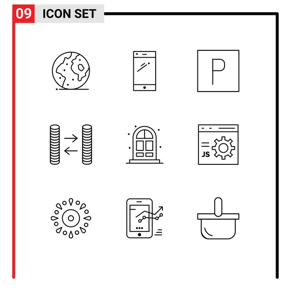 Stock Vector Icon Pack Line Signs Symbols Living Money Android — Stock Vector