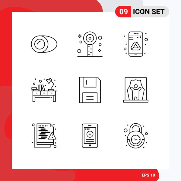 Universal Icon Symbols Group Modern Outlines Devices Office App Table - Stok Vektor