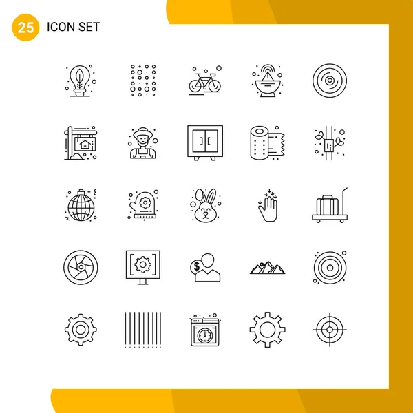 Set Von Modernen Symbolen Symbole Zeichen Für Herz Satellit Fahrrad — Stockvektor