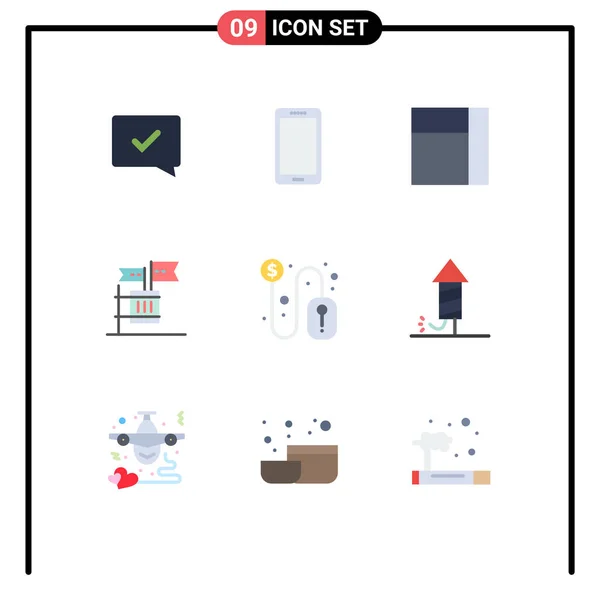 Pack Modern Flat Colors Signs Symbols Web Print Media Dollar — Stock Vector